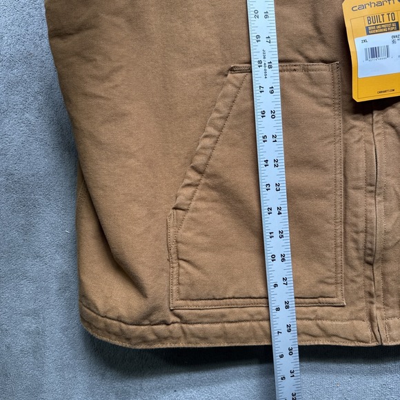 Carhartt‎ Sherpa Lined Duck Vest Brown Workwear Mock Neck Mens 2XL - Picture 6 of 14